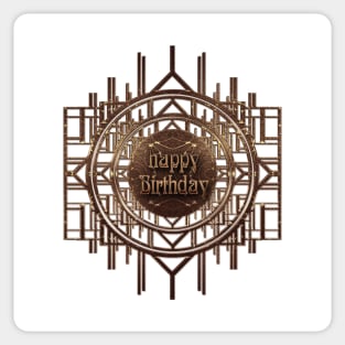 Vintage Artdeco Jugendstil Gold Happy Birthday Sticker